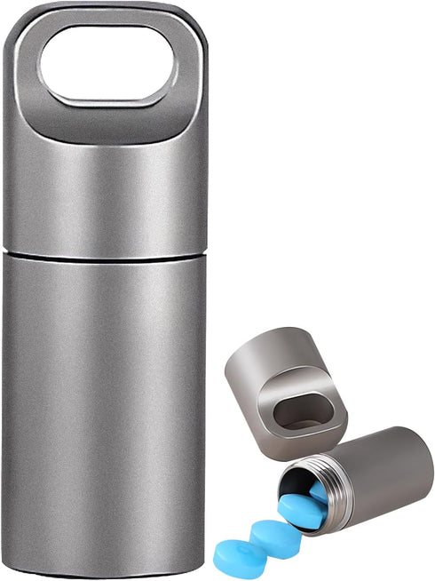 Small Keychain Pill Holder, 304 Stainless Steel Portable Organizer for Travel, Waterproof Pill Container, Mini