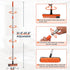 2 in 1 Floor Scrub Brush Grout Brush with 57.8" Long Handle, 120° Rotatable Shower Tile Grout Scrubber, Orange