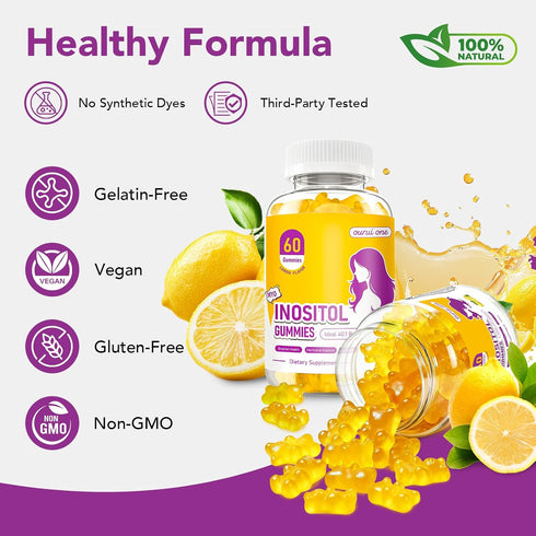 ourui one Gummies 40:1 D3, B12 60 Gummies 1 Pack Myo & D-Chiro Inositol for Women Ratio Hormone Balance & Fertility