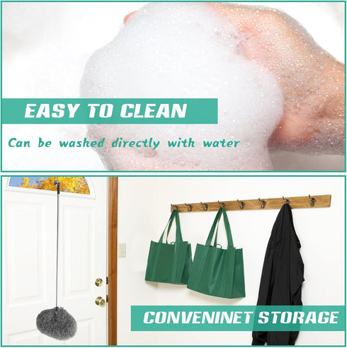 Ceiling Fan Cleaner Duster, Reusable Microfiber Blade Cleaner with Extendable Long Handle (Gray)