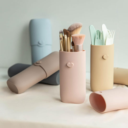 Silicone Makeup Brush Holder, Travel Makeup Brush Case, Portable Cosmetic Pouch, Waterproof Travel Essentials