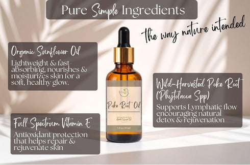 Living Farms Handmade Organic Poke Root Oil for Lymphatic Support - Phytolacca - Small Batch - Made in The USA