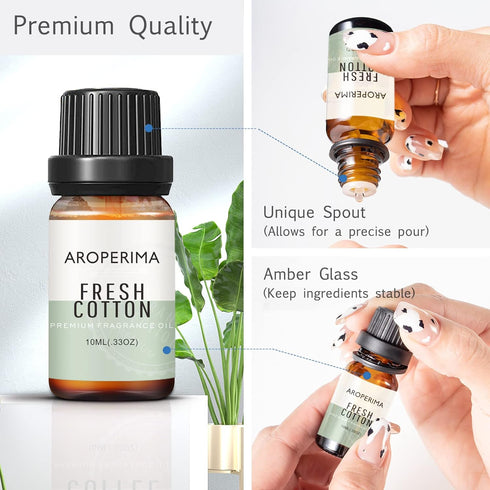 Fresh Cotton Fragrance Oil | Premium Grade Scented Oil for Aroma Diffusers, Perfume, Candle and Soap Making - 10ml
