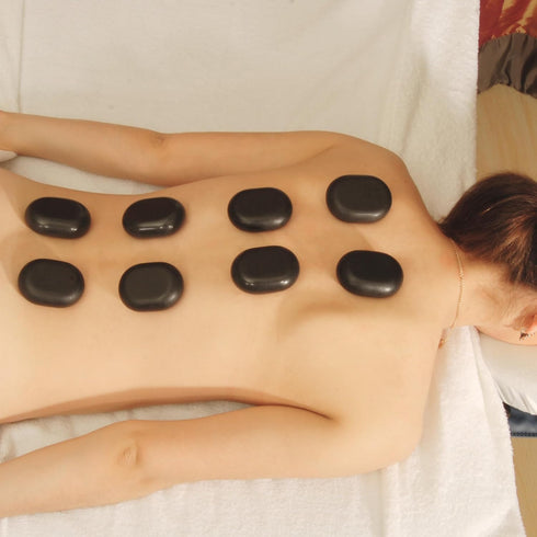 Set 3 2.2x 1.1 -8 Master Massage Black Lava Hot Stone Massage - Large Oval Stones x - Natural Basalt Massage Stones