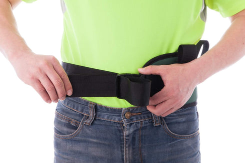 COW&COW Padded Gait Belt with 4 Handles, Quick Release Buckle, 5.5 inches (Black, Large)