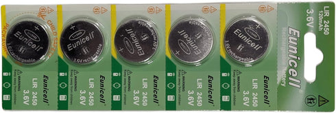 5-Pcs LIR2450 Li-Ion Battery for LIR-2450 Solar Flashlight, Miller Digital Elite Helmet, Clock