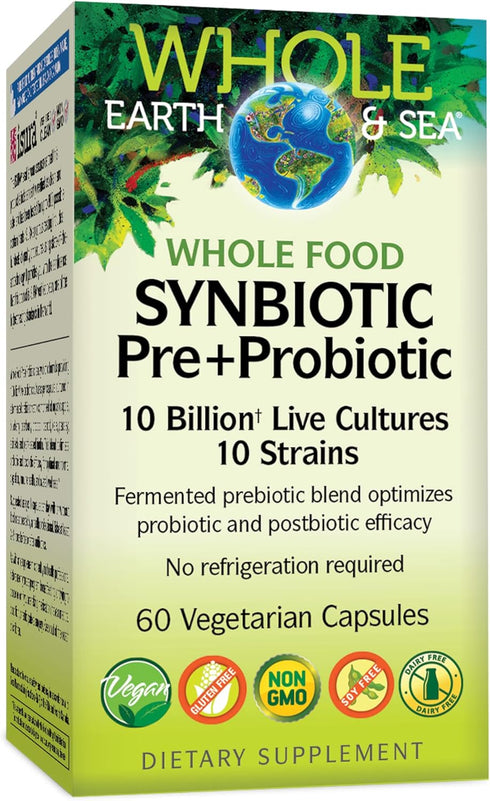 Natural Factors Whole Earth & Sea, 60 Vegetarian Capsules, Whole Food Synbiotic Pre + Probiotic