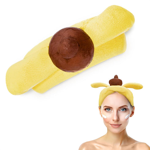 LIBERHAUS Microfiber Skincare Headband for Makeup, Yellow Elastic Spa Headband, Soft Plush for Washing Face, Women’s