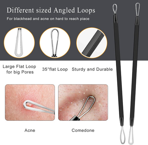 Pimple Popper Tool Kit - 6 Pcs Blackhead Remover Comedone Extractor Tool Kit with Metal Case for Quick Removal of