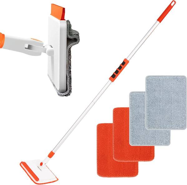 Qaestfy Wall & Baseboard Cleaner Mop Tool with 49'' Long Handle for Cleaning Window, Floor, Skirting Board