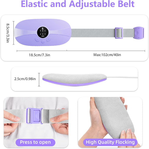 Portable Cordless Heating Pad, Menstrual Heating Pads for Cramps with 3 Heat Levels, 3 Massage Modes, Rapid Heating for