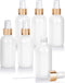 JUVITUS 4 oz High Shine Gloss White Glass Boston Round Bottle with Gold Fine Mist Spray, 6 Pack