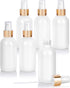JUVITUS 4 oz High Shine Gloss White Glass Boston Round Bottle with Gold Fine Mist Spray, 6 Pack