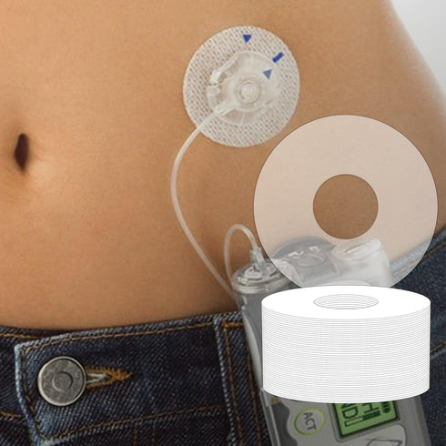 Universal Adhesive Patches for CGM and Insulin Pumps, 40 Pack Waterproof Clear Patches, 0.8-Inch Hole, Pre-Cut Tape