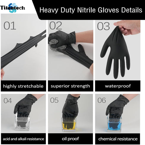 120PCS Nitrile Exam Gloves, 6 mil Disposable Food Grade, Medical, Latex Free, Powder Free Heavy Duty