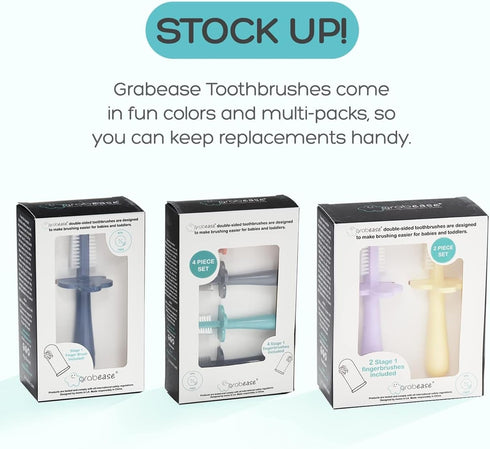 grabease Double Sided Training Toothbrush for Infants, BPA-Free & Phthalate-Free, Mint (1 Pack)