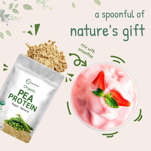 Micro Ingredients Organic Pea Protein Powder, 1KG (2.2 Pounds), Plant-Based Vegan Protein, Non-GMO, Soy Free