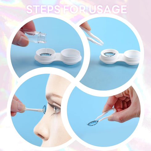 FEISEDY Contact Lens Case, Portable Fashion Contacts Lens Box with Mirror, Tweezers Remover Tool & Solution Bottle for