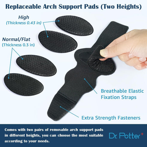 Arch Support Sleeves for Plantar Fasciitis Relief, Adjustable Compression Bands with Removable Pads for Feet Pain