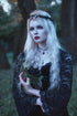 MOSTORY Handmade Black Flower Crown, Gothic Adjustable Raven Skull Headpiece, Dark Fairy Tiara for Cosplay