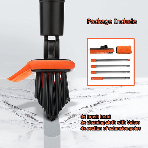 2 in 1 Floor Scrub Brush Grout Brush with 57.8" Long Handle,120°Rotatable Shower Tile Grout Scrubber,V-Shaped Corner Brush for Hard to Reach Areas (orange) by Homilifibra