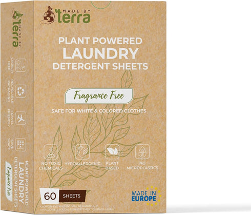 Laundry Detergent, Fragrance Free, 60 Sheets Pack