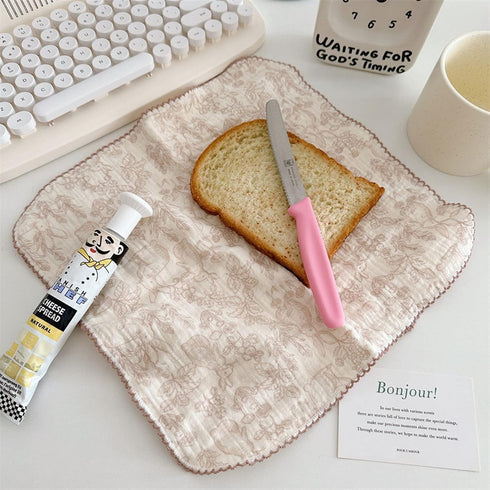 BuLuTu 100% Cotton Muslin Kitchen Towels, Cute Animals Pattern, Soft and Super Absorbent Cleaning Rags, 4 Pack