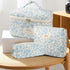 3 Pcs Cotton Quilted Makeup Bag Set, Floral Makeup Bag, Cute Travel Cosmetic Organizer for Women Girls