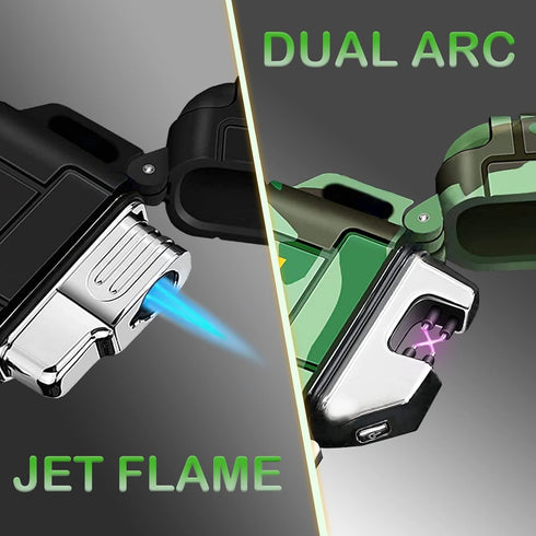 2 Pack Waterproof Lighter Outdoor Windproof Torch Lighter Dual Arc Lighter Butane Electric Lighter USB Rechargeable Lighter Flameless Plasma Lighter by Laffizz