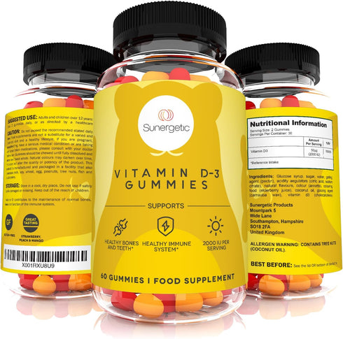 Premium Vitamin D3 Gummies - Powerful Vitamin D Gummies to Support Healthy Bones, Mood & Immune System, 2000 IU of