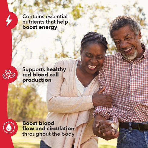 LifeSeasons Blood Nourish-R - 60 Capsules Iron Supplement for Anemia, Fatigue, Paleness & Dizziness, Non Constipating