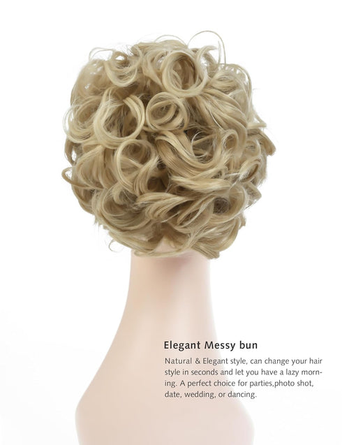 Yamel Messy Bun Scrunchie Chignon Hairpiece - Updo Curly Bun Extension Combs for Women in Dark Blonde
