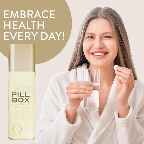 Pretty Pill Box Set, Stylish Daily Pill Organizer, Travel Essentials for Women & Men - Champagne