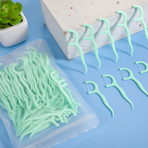 600 Count Dental Floss Picks, Bulk Non-Breakable Flossers for Adults, Family Pack Travel (Light Green)