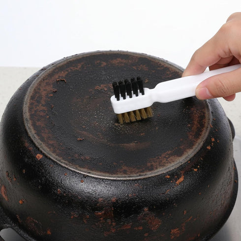 HJZHII 2Pcs 4 1 Kitchen Cleaning Scrub Brush, in Deep Gas Stove Brass Wire Brush with Stiff Bristles and Cooktop