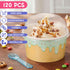 Jingmore 120 Set 8oz Ice Cream Paper Cups with Lids and Spoons, Disposable Sundae Bowls, Dessert Cups for Birthday