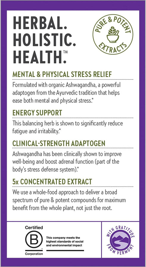 New Chapter Organic Ashwagandha Supplement - 60 Count Vegan Capsules for Stress Relief, Mood Support & Energy - One