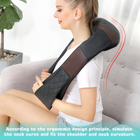 Shiatsu Neck Massager with Heat - Deep Tissue 4D Kneading Massage Pillow for Back, Shoulder, Body Pain Relief, Home,