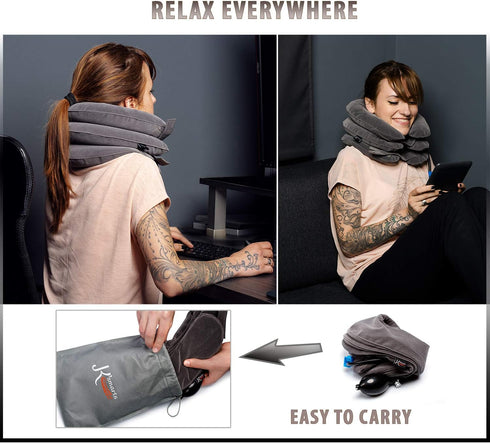 Pinched Nerve Neck Stretcher Cervical Traction Device for Home Pain Treatment | Inflatable Spinal Decompression Collar