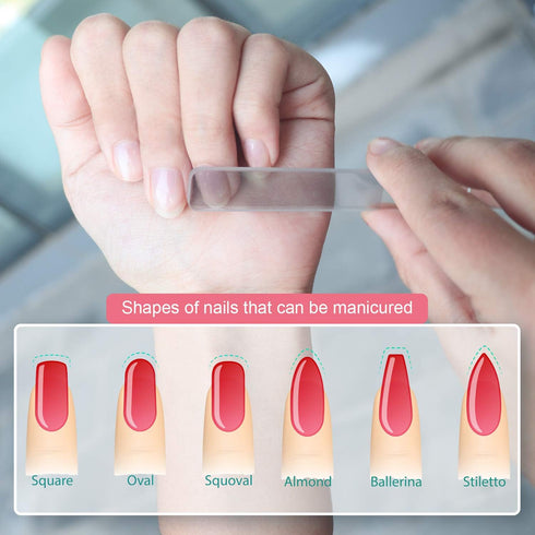 RedFlow Glass Nail File Set, 2 Nano Glass Nail Files and 1 Foot File, Professional Manicure Set for Natural Nails