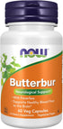 NOW Foods Supplements, Butterbur with Feverfew, Neurological Support, 60 Veg Capsules