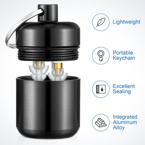 4 Pack Ear Plug Carrying Case Keychain, Portable Keychain Pill Holder Case, Waterproof Metal Earplug Case, Small Pill