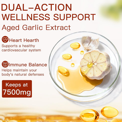ULIKEATM Extract,7500mg Immune Support,Vegetarian,Non-GMO,All-Natural-300 Count Odorless Aged Garlic Organic Garlic
