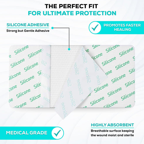 MedVance TM Silicone Adhesive Foam Dressing, Absorbent, 4"x8", Box of 5