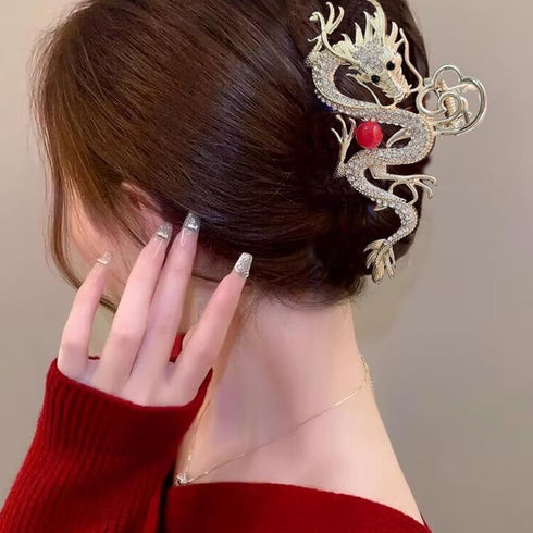 Large Metal Rhinestone Dragon Hair Claw Clips, Spring Festival Hair Accessories for Women Girls, Non-slip Hair Barrettes