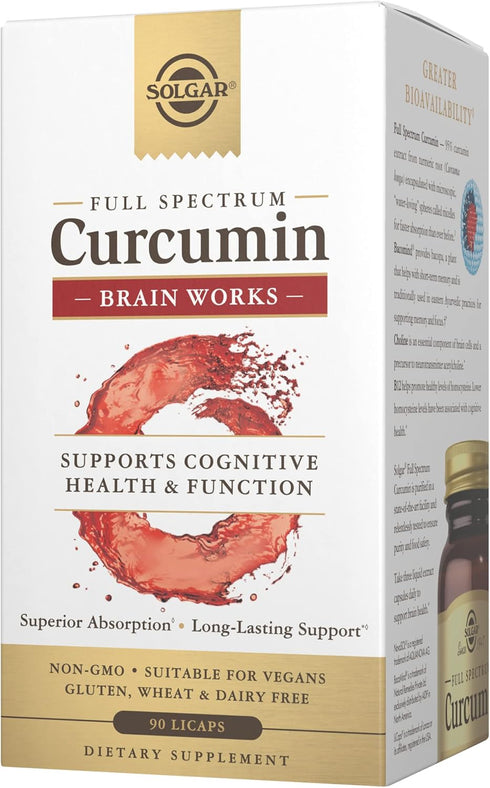 Solgar Full Spectrum Curcumin Brain Works, 90 Licaps for Memory Recall & Cognitive Function Support
