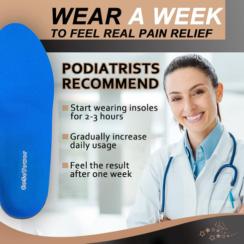 Orthotic Inserts Arch Support Insoles for Flat Feet, Over Pronation, Foot Pain, Plantar Fasciitis Relief Shoe Insoles