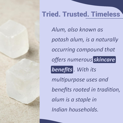 Mi Nature Alum Powder Potassium (Fitkari/Phitkari) - 100% Natural Skincare for Acne, Odor Control & Water Purification