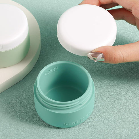 Travel Containers for Toiletries, 2oz Silicone Cream Jars BPA Free, TSA Approved Leak-proof Travel Essentials (4 Pack)