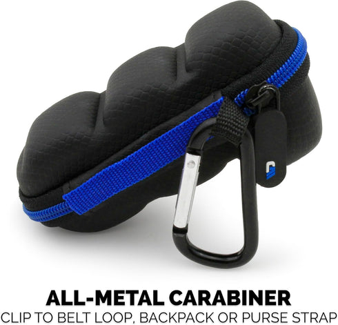 CASEMATIX Asthma Inhaler Travel Case with Lanyard and Clip-on Keychain Carabiner, Black